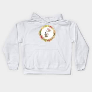 An Australian Native Floral Wreath - Christmas Kookaburra Kids Hoodie